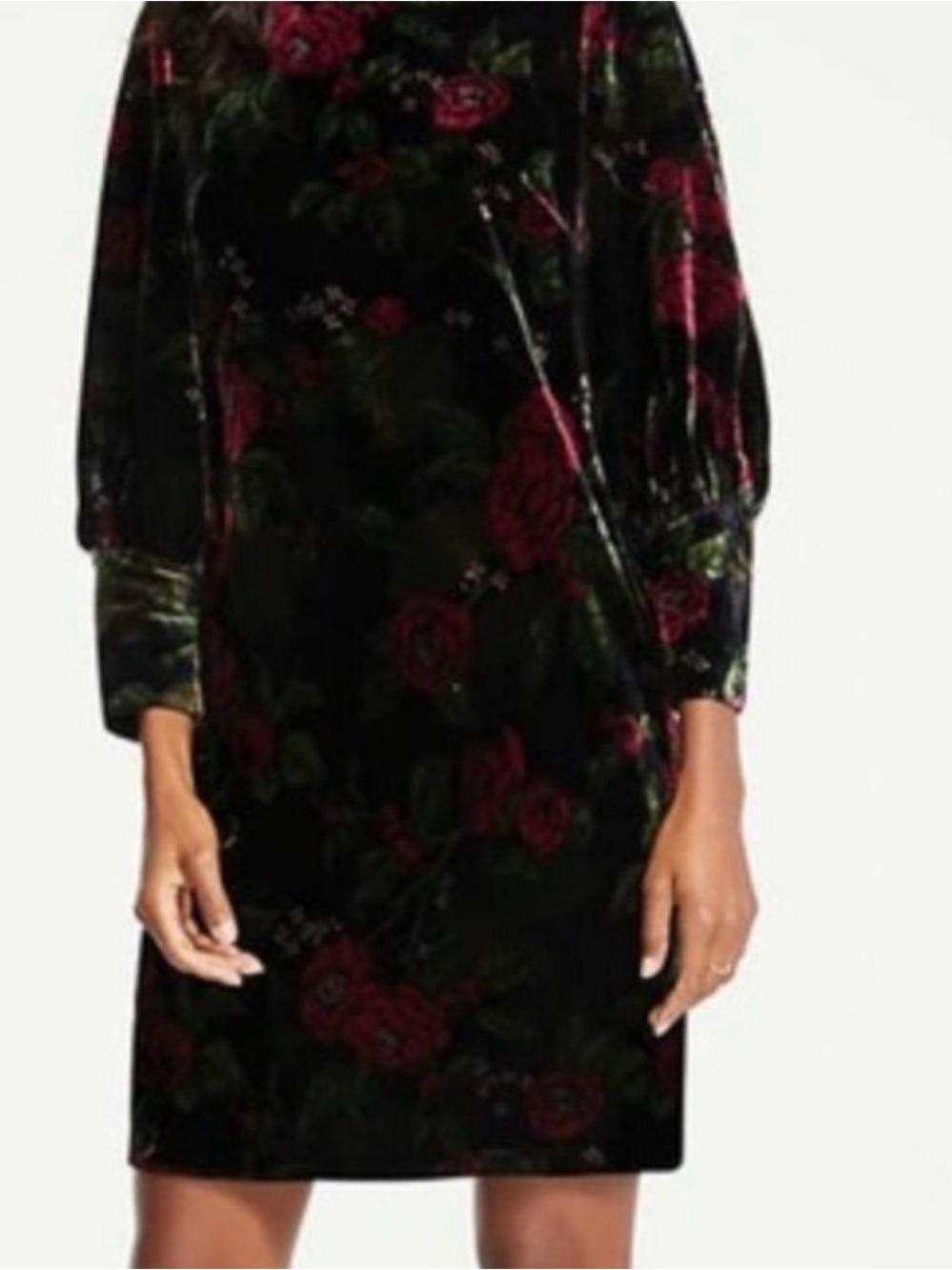 Women's Ann Taylor Black Velvet Floral Shift Dress